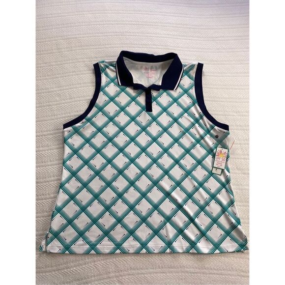 LILLIE GREEN WOMEN’S XLARGE Rib Trim Sleeveless Polo Shirt - Picture 2 of 7